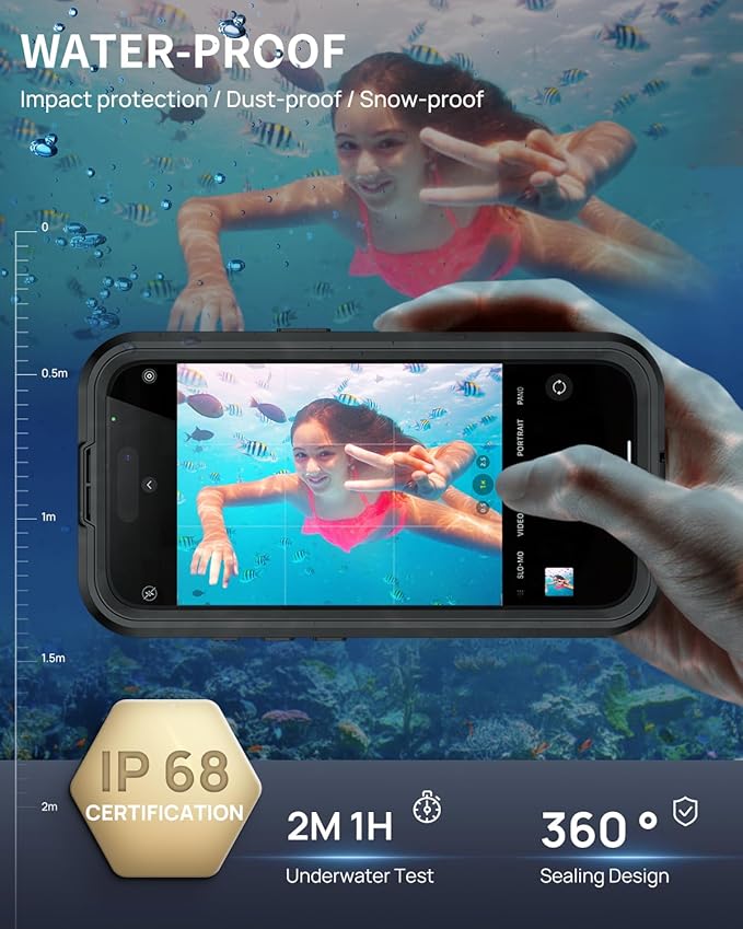 Lanhiem Magnetic for iPhone 16 Case, IP68 Waterproof Dustproof Case, Full Body - Image 2
