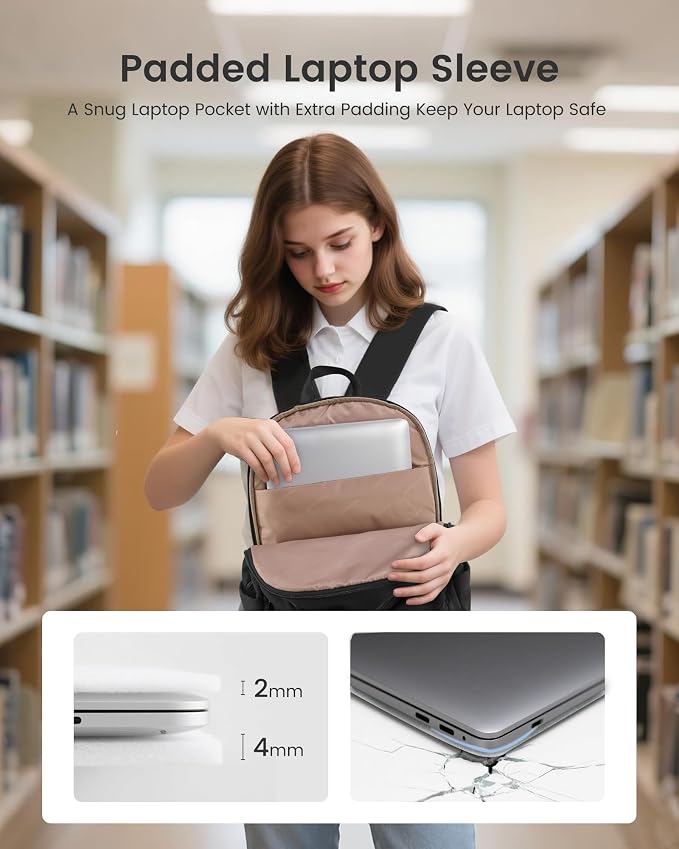 LOVEVOOK Laptop Backpack for Women, Puffer Travel Bag Fits 17 Inch Laptop - Image 4