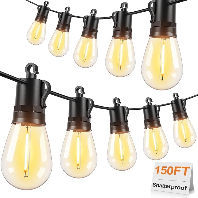Brightever 150FT Outdoor String Lights, Patio Lights by Brightever