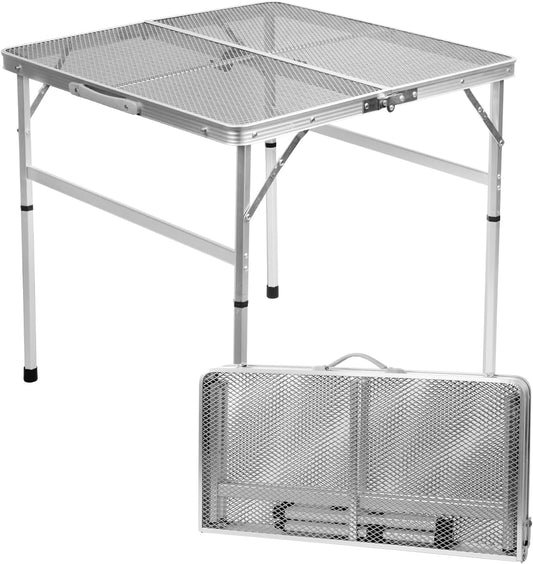 Square Folding Table, Easy for Storage, Compact and Portable Picnic Table for Grill, Outdoor Camping, Garden, Patio, Dining, BBQ, Party, Market and Card Table, 27.2 L × 27.2W inches