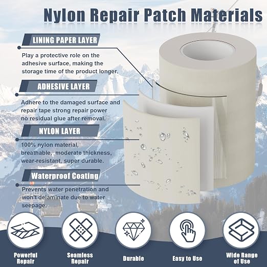 Cahomo 3x79 Nylon Repair Patch Nylon Repair Tape Self Adhesive Fabric Tapes - Image 3