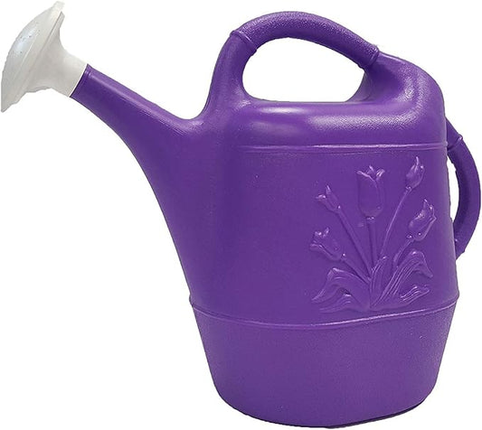 PMU 2 Gallon Watering Can - Garden Watering Can for Indoor & Outdoor Plants - Plastic Water Can with Detachable Sprinkler Head - Large Water Pot, Made in USA - Purple Pkg/6