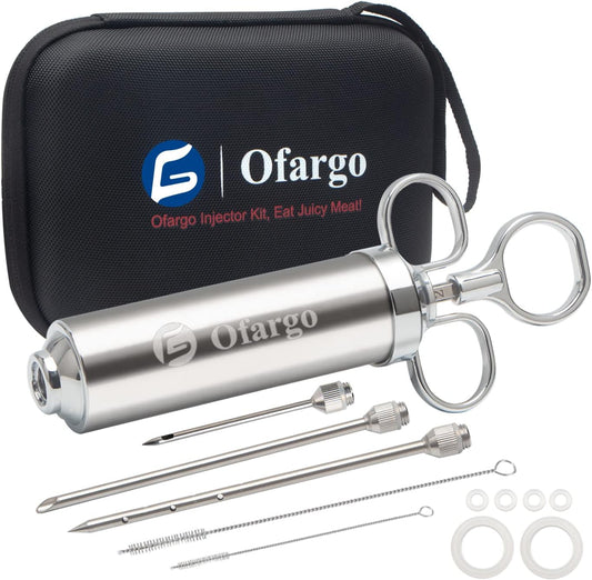 Meat Injector, Meat Injectors for Smoking with 3 Marinade Injector Needles; Injector Marinades for Meats, Turkey, Brisket; 2-oz