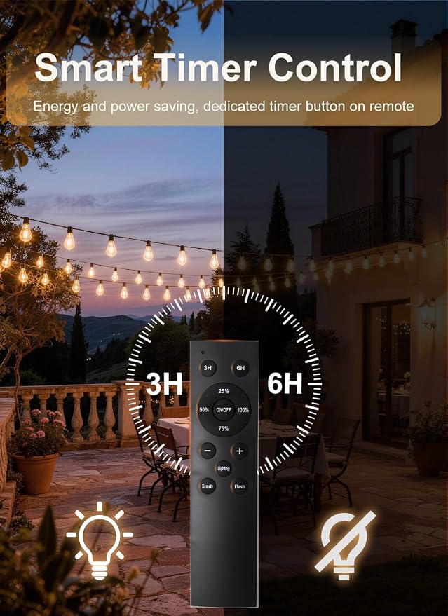 50FT Outdoor String Lights Waterproof, 20+1 Shatterproof S11 LED Bulbs - Image 6