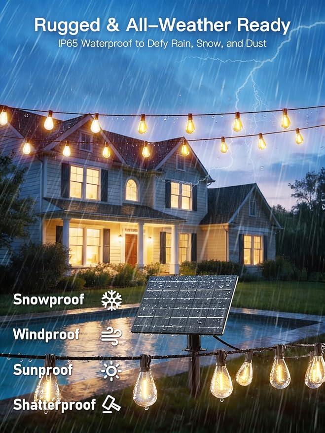 100FT Solar String Lights Outdoor Waterproof, 35+1 LED Solar Powered Lights - Image 4