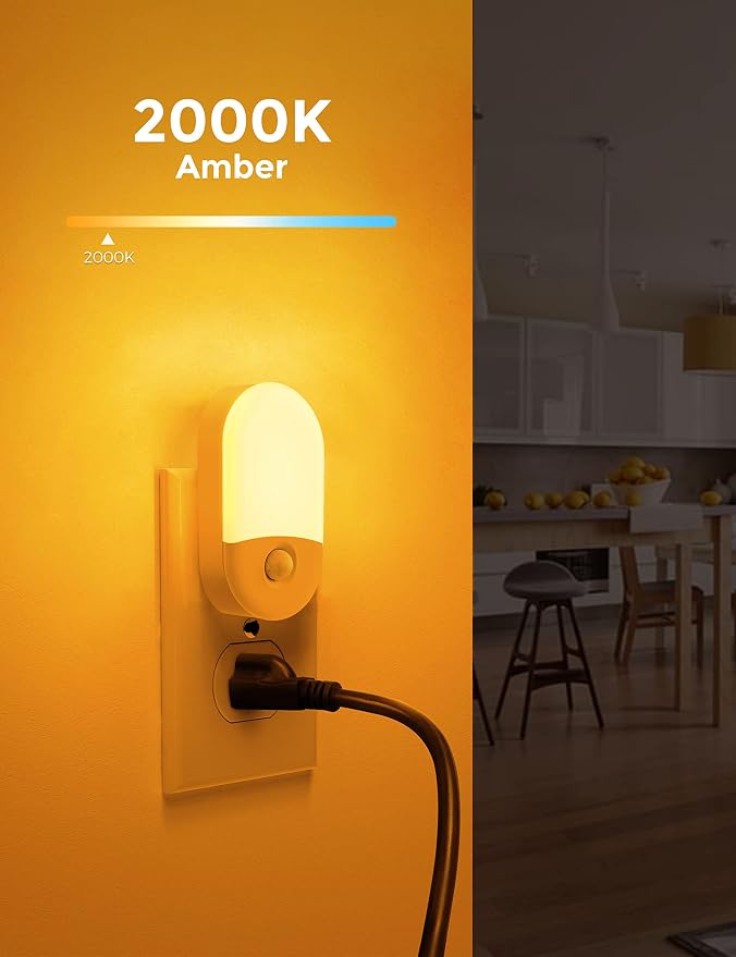L LOHAS LED Amber Night Light, 4 Pack, Night Lights Plug into Wall Motion Sensor - Image 5
