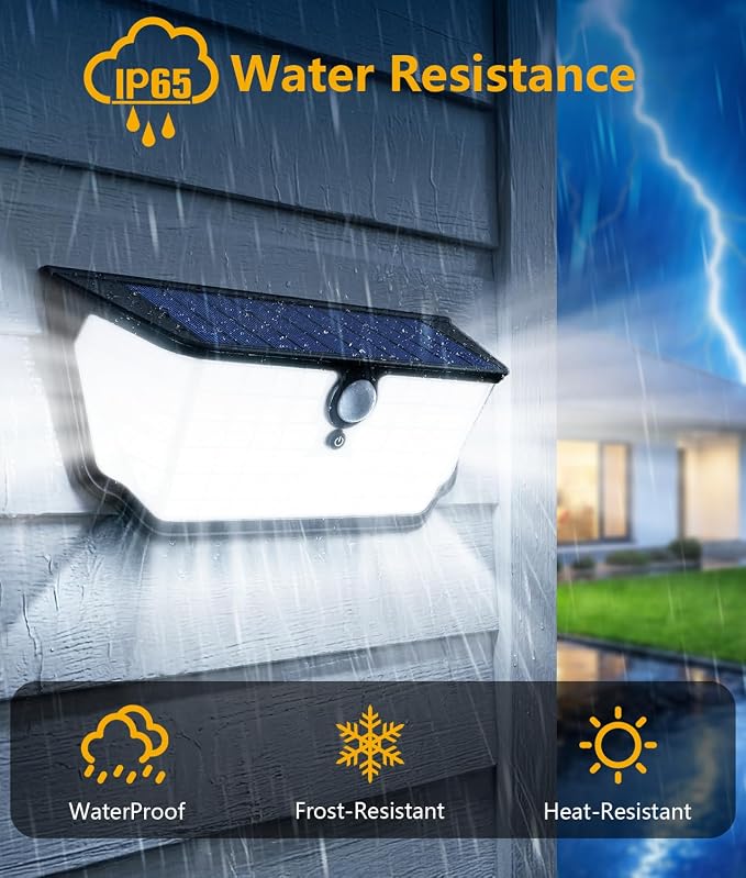 WdtPro Solar Lights Outdoor Waterproof, 300° Angle & 3 Lighting Modes Motion - Image 3