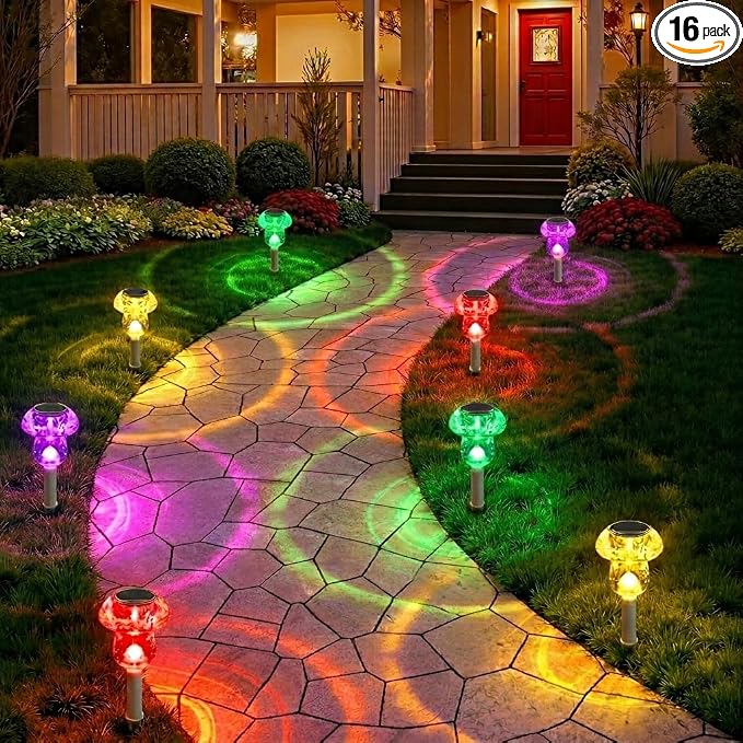 Benany Solar Lights Outdoor, 16 Pack Mushroom Lights Outside Waterproof by SolarOutdoorLights