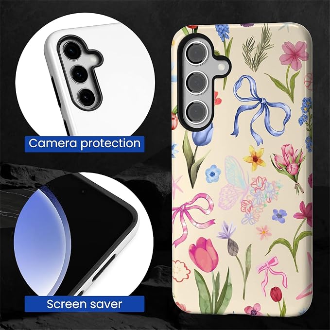 for Samsung Galaxy S24 Plus Case, HL2 Aesthetic Flower Preppy Collage Hybrid 2 - Image 4