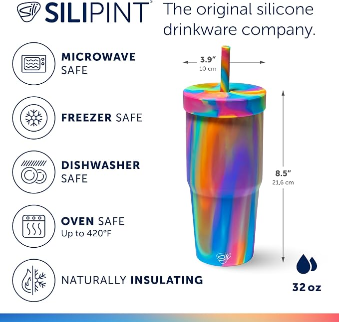 Silipint: 32oz Silicone Straw Tumbler, Unbreakable, Dishwasher Safe - Image 2