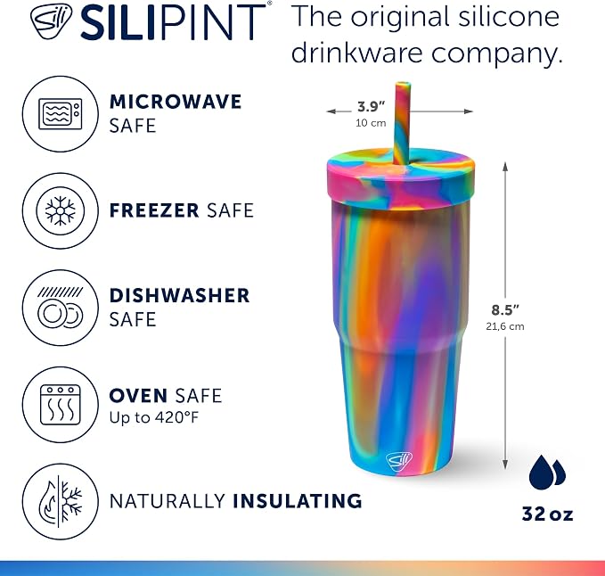 Silipint: 32oz Silicone Straw Tumbler, Unbreakable, Dishwasher Safe - Image 2