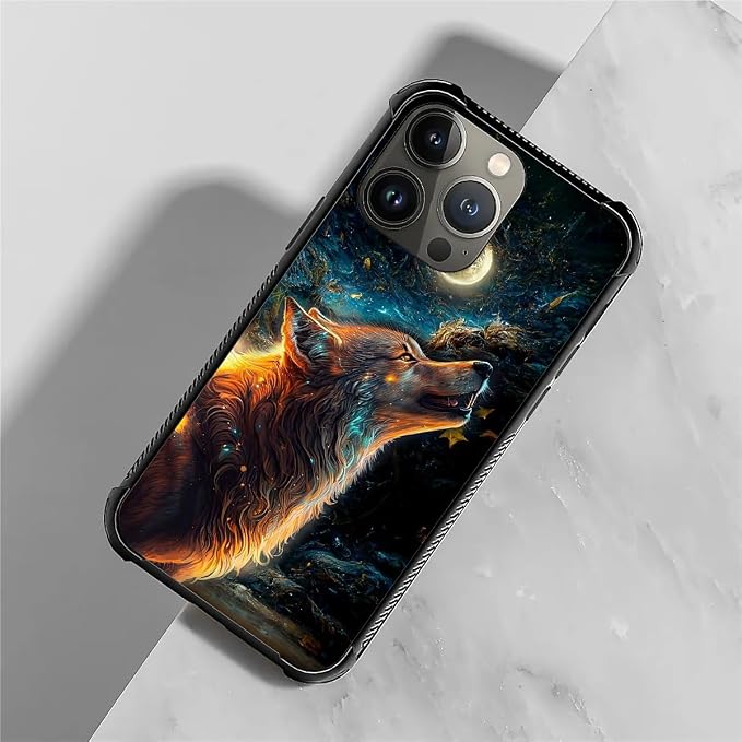 for iPhone 13 Pro Case, Star Cave Hungry Wolf Pattern Graphic Design Girl Boy - Image 7