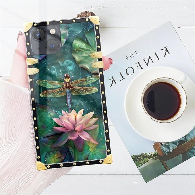 Compatible with iPhone 15 Case, Colourful Dragonfly Pink Lily Pads Luxury - Image 7