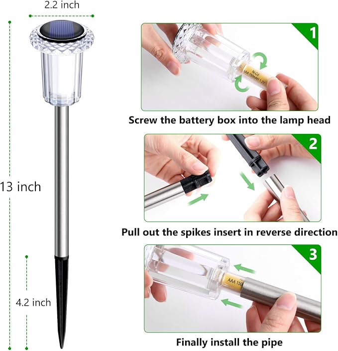 Solar Lights Outdoor 15 Pack Solar Pathway Lights LED Waterproof Stainless - Image 5