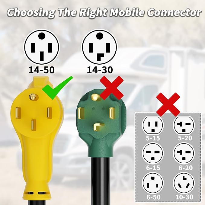 PlugSaf NEMA 14-50P/14-50R 30 FT 50 Amp RV/EV Extension Cord Outdoor - Image 3