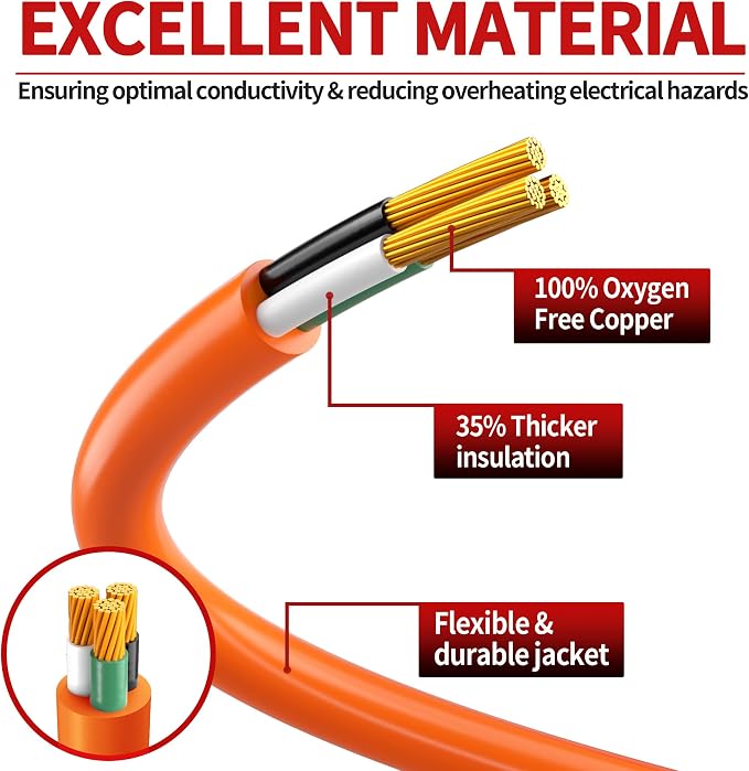 25 FT 12 Gauge Extension Cord Outdoor, Heavy Duty Weatherproof & Flame - Image 2