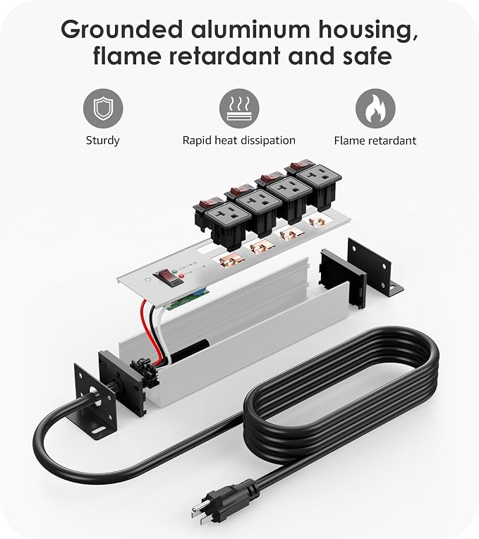 CCCEI Heavy Duty Surge Protector Power Strip 20 Amp Individual Switches. 4FT 12 - Image 6
