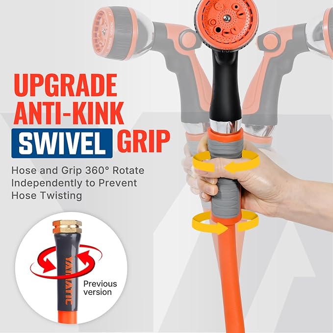 YAMATIC Heavy Duty Short Garden Hose 5/8 in x 3 ft with Swivel Fitting, Super Flexible Leader hose,All-weather, Lightweight, Burst 600 PSI