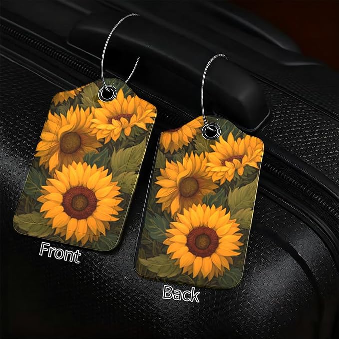 2Pcs Sunflower Luggage Tags for Suitcases, 2.83x4.53 Travel ID Labels - Image 2