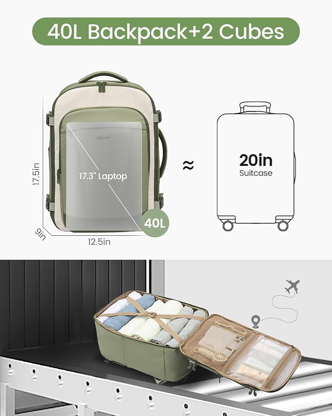 LOVEVOOK 40L Travel Backpack for Women & Men, Airline Approved Carry On Backpack - Image 5