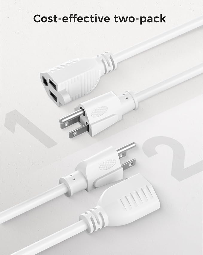 Cable Matters 2-Pack 16 AWG Heavy Duty 13A Power Extension Cord - 10ft - Image 7