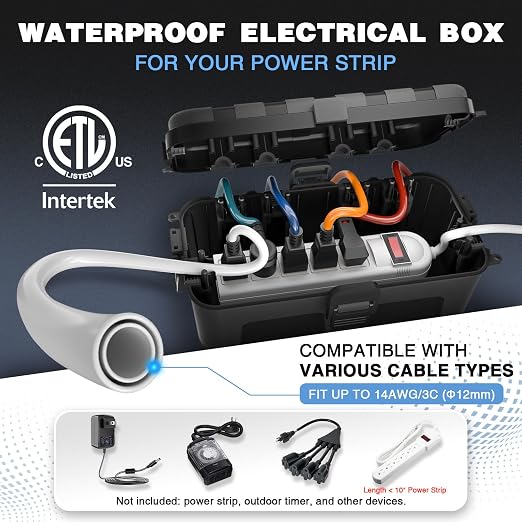 Flemoon Medium Outdoor Electrical Box, ETL Certified IP54 Waterproof Extension - Image 5