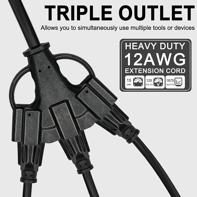 2FT 12/3 Outdoor Extension Cord - Image 3