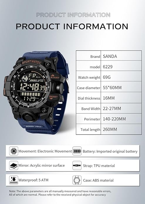 FANMIS Mens Military Multifunction Digital LED Watch Electronic Waterproof - Image 6