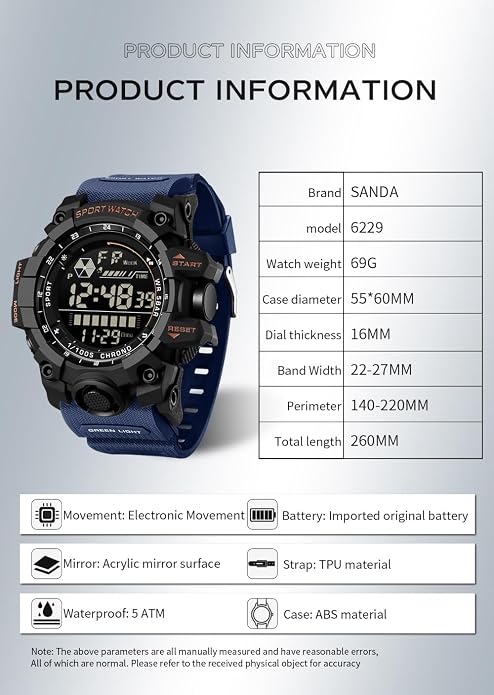 FANMIS Mens Military Multifunction Digital LED Watch Electronic Waterproof - Image 6
