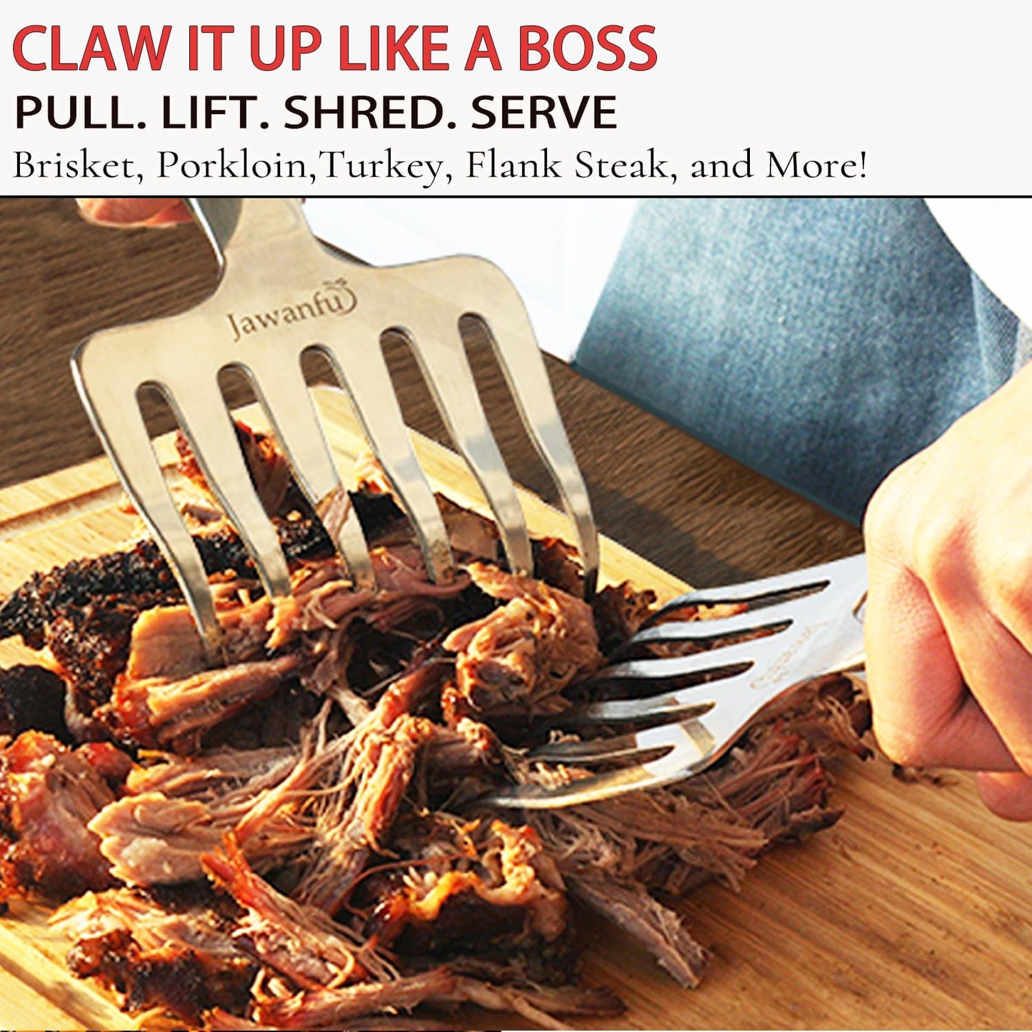 Meat Shredder Claws, 18/8 Stainless Steel Pulled Pork Tools for Shredding Meat, Effortlessly BBQ Tools For Handling, Shredding, Pulling Meat, Smoker Grilling Gifts, Pack of 2