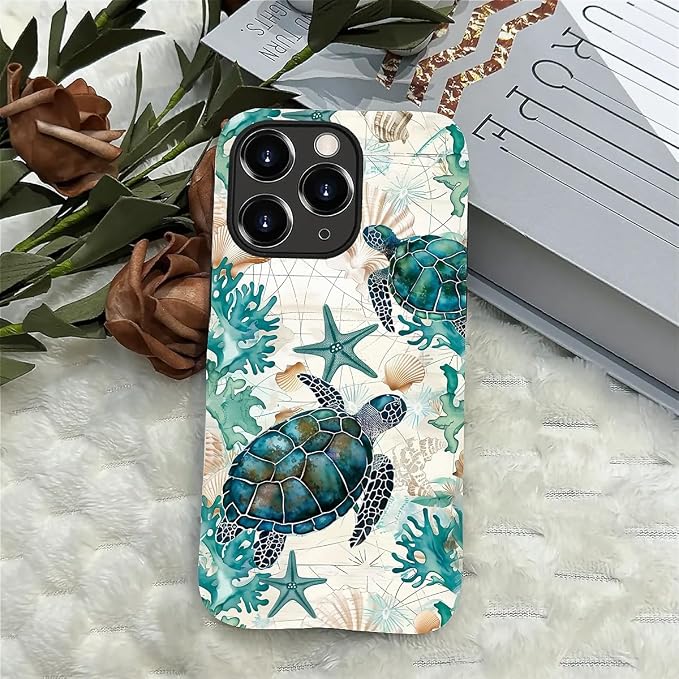 for iPhone 15 Pro Max Case, HH2 Ocean Sea Turtle Nautical Map Hybrid 2 Layer - Image 4