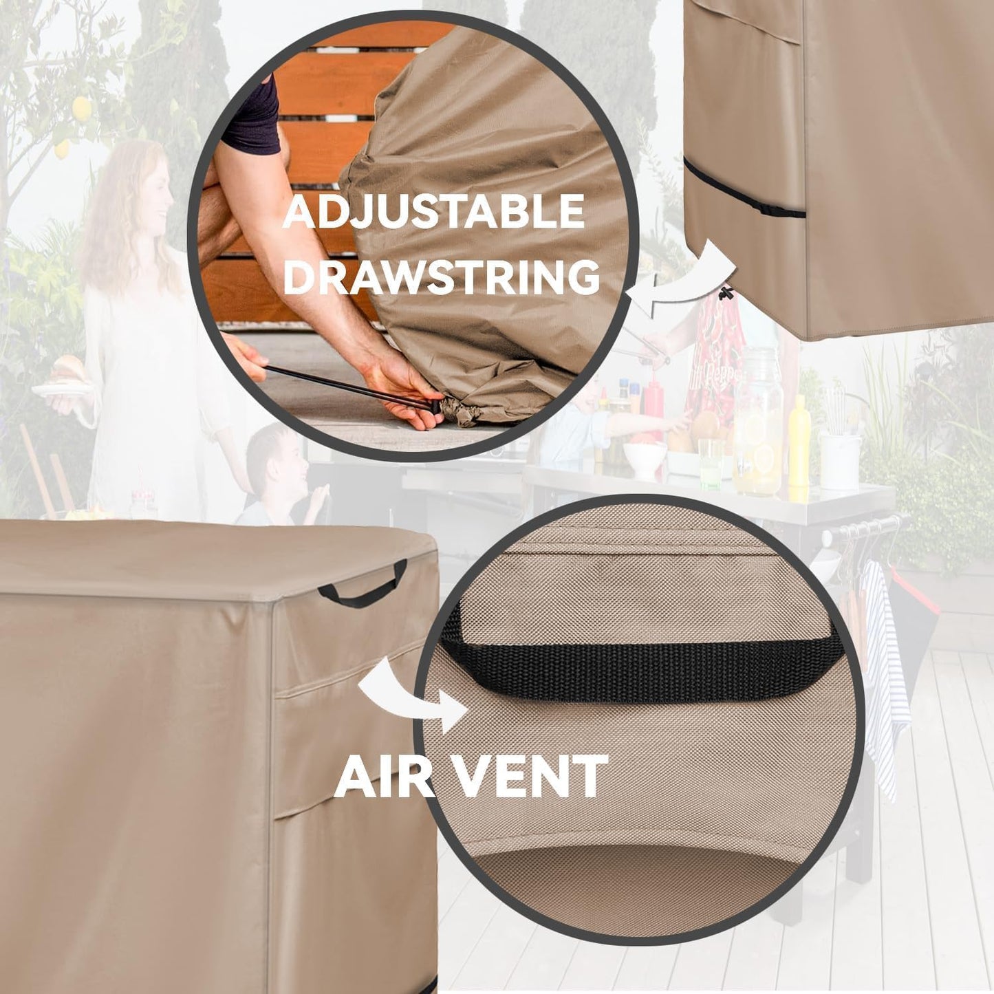 Outdoor Prep Table Cover - Heavy Duty Waterproof Cover for Outdoor Stainless Steel Table,Khaki