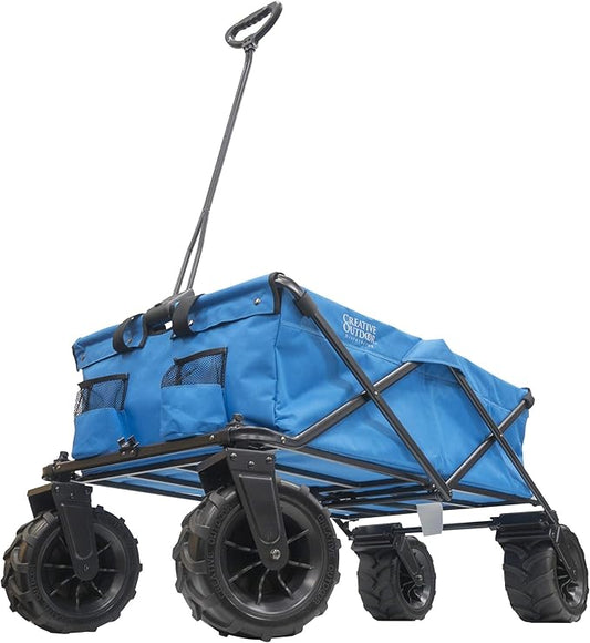 Creative Outdoor Push Pull Stroller Wagon for Kids, 250lbs Weight Capacity, XXXL Monster Series, Collapsible Giant All-Terrain Folding Cart, Beach, Park, Camping, Garden & Tailgate (Blue)