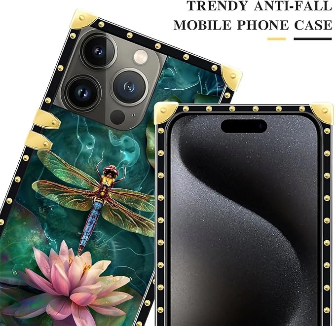 Compatible with iPhone 16 Pro Max Case, Colourful Dragonfly Pink Lily Pads - Image 4