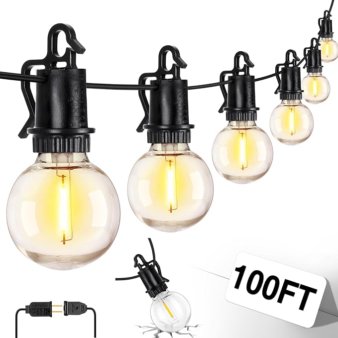 ZJOJO 100FT Outdoor String Lights, G40 Globe Outdoor Lights by ZJOJO
