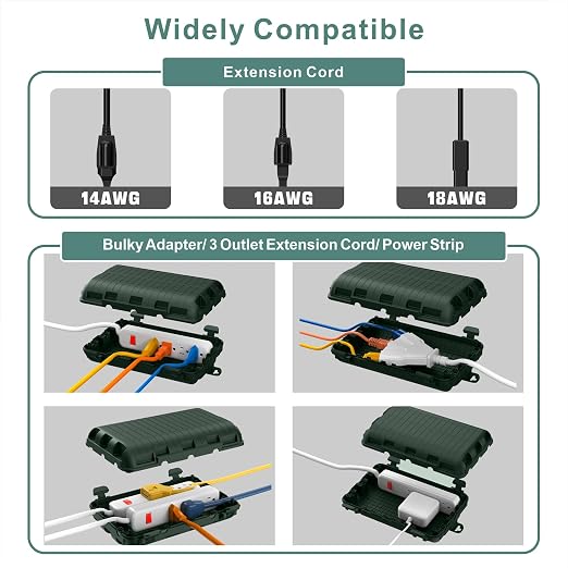 Outdoor Waterproof Electrical Box, Large Extension Cord Cover Plug Protector - Image 2
