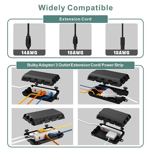 Outdoor Waterproof Electrical Box, 2 Pack Large Extension Cord Cover Protector - Image 3