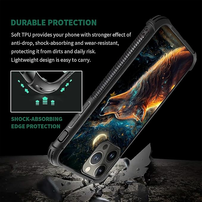 for iPhone 16 Pro Max Case, Star Cave Hungry Wolf Pattern Graphic Design Girl - Image 5