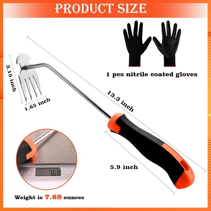 Weed Removal Tool，Portable Garden Weeder Tool，2024 New Manganese Steel Weed Puller Tool with Rubber Handle for Vegetable Gardening Garden Yard Farm Farm Planting & Uprooting Weeding Tool