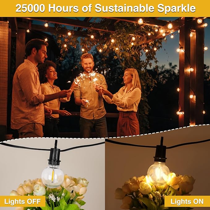 ZJOJO 100FT Outdoor String Lights, G40 Globe Outdoor Lights - Image 3