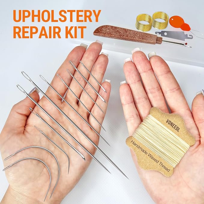 Upholstery Repair Kit: Waxed Sewing Thread & Heavy Duty Needles - Image 2