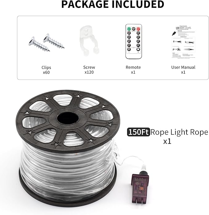 LED Rope Lights for Outside, 150Ft 360° Blue Solar Rope Lights Outdoor Waterproof, 643 LEDs 110V 8 Modes Remote Control Timer Christmas Rope Lights for Party Holiday Garden Decoration (Blue)