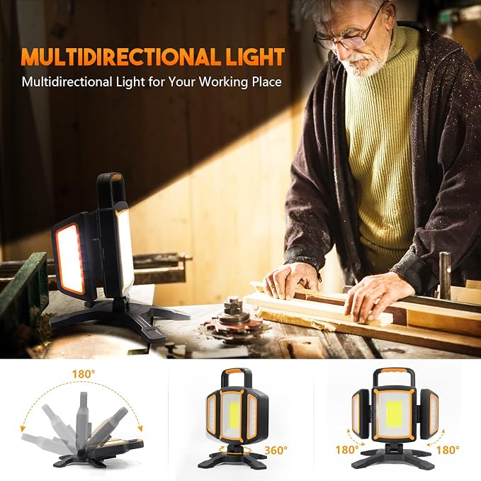 Tresda 30W Rechargeable Work Light, 3000 Lumen Magnetic Work Light Battery - Image 2