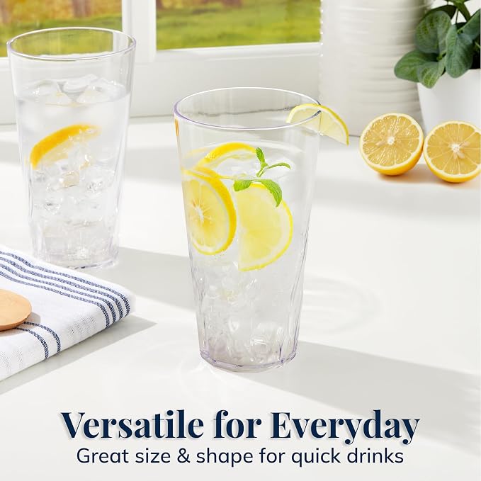 US Acrylic Palmetto 20 ounce Plastic Stackable Water Tumblers in Clear - Image 3