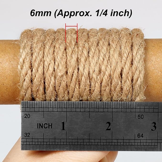 Tenn Well 6mm Jute Rope, 66 Feet Strong and Thick Twine Rope - Image 2