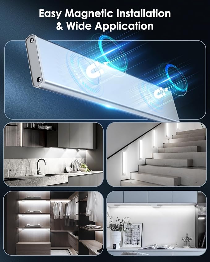2-Pack Under Cabinet Lighting, Upgraded 3200mAh Rechargeable Under Cabinet - Image 4