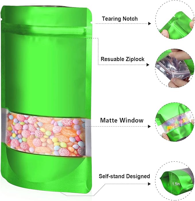 6.3"x9.5" 120pcs Mylar Bags for Food Storage, Smell Proof Bag - Image 3