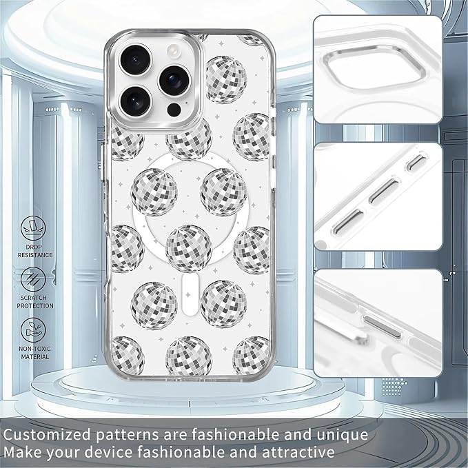 Case for iPhone 16 Pro Max, Disco Ball Grayish White Phone Case Design，for - Image 2