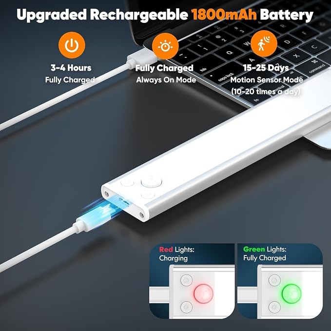 Under Cabinet Lighting, Wireless Dimmable Magnetic Under Counter Closet Night - Image 4