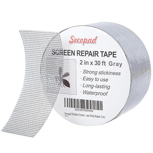 Secopad Grey Window Screen Repair Tape, 2IN X 30FT Screen Repair Kit by Secopad